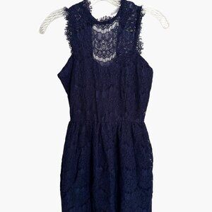 Xhilaration XS Dk Navy Sleeveless Lined Lace Dress Scoop Neckline